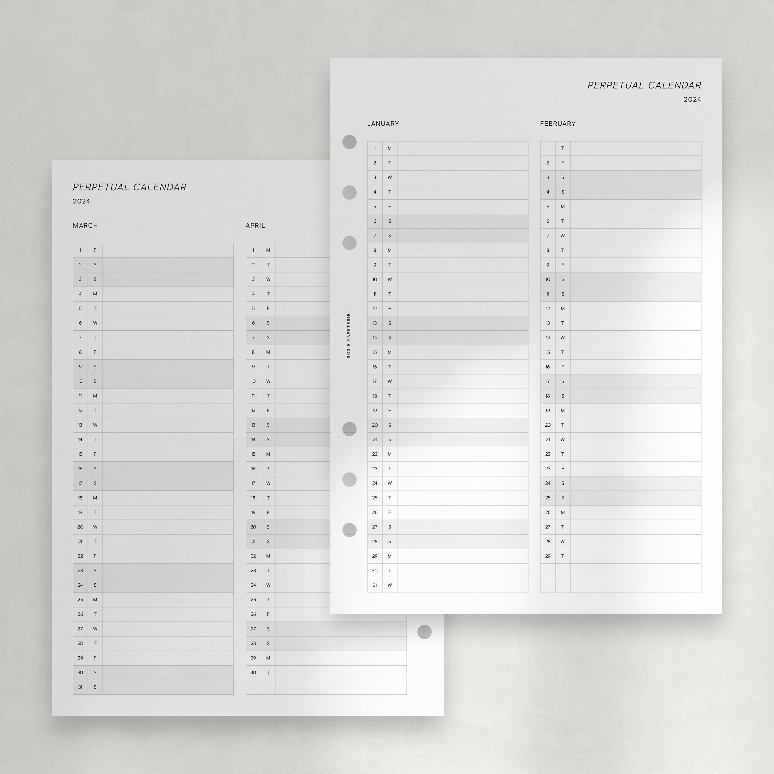 2025 Perpetual Calendar Rosie Papeterie