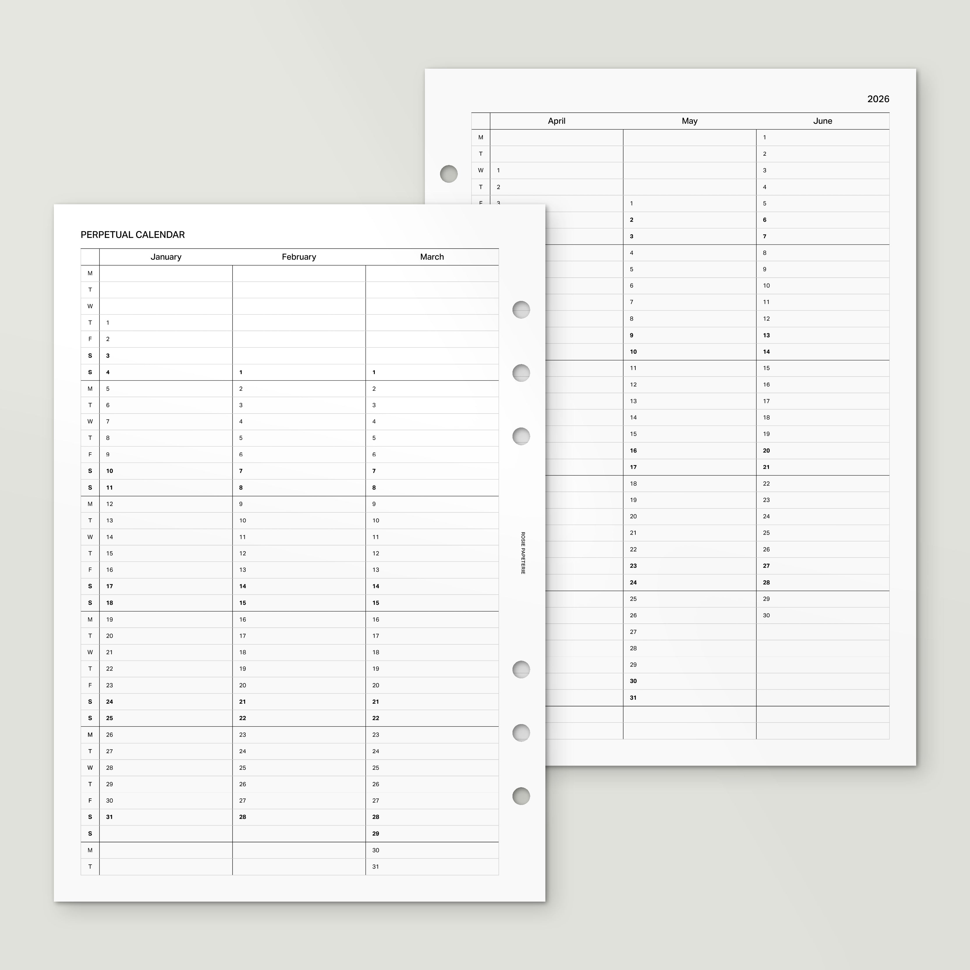2026 Perpetual Calendar - PDF