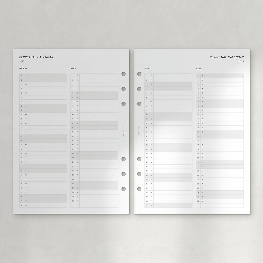 2025 Perpetual Calendar