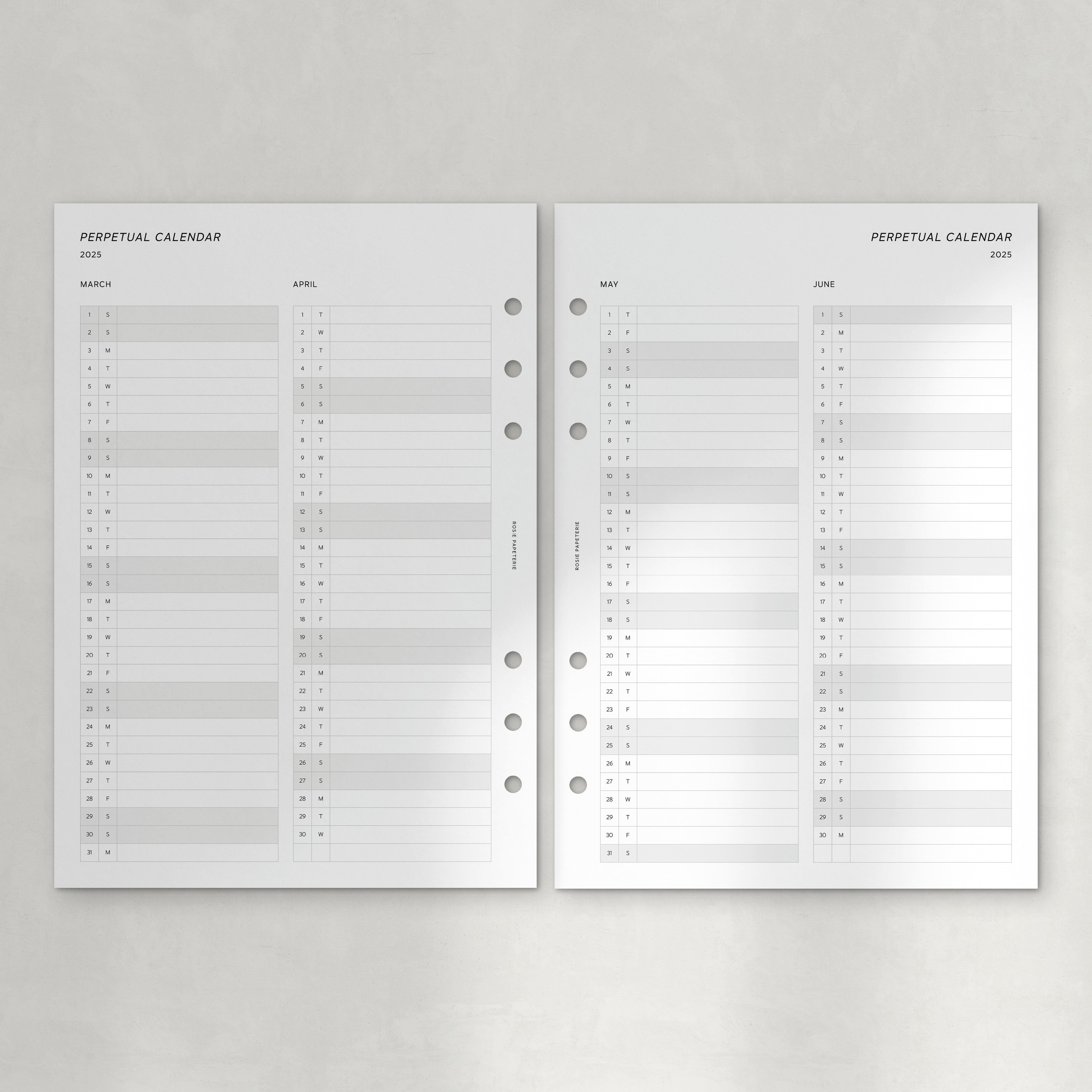 2025 Perpetual Calendar