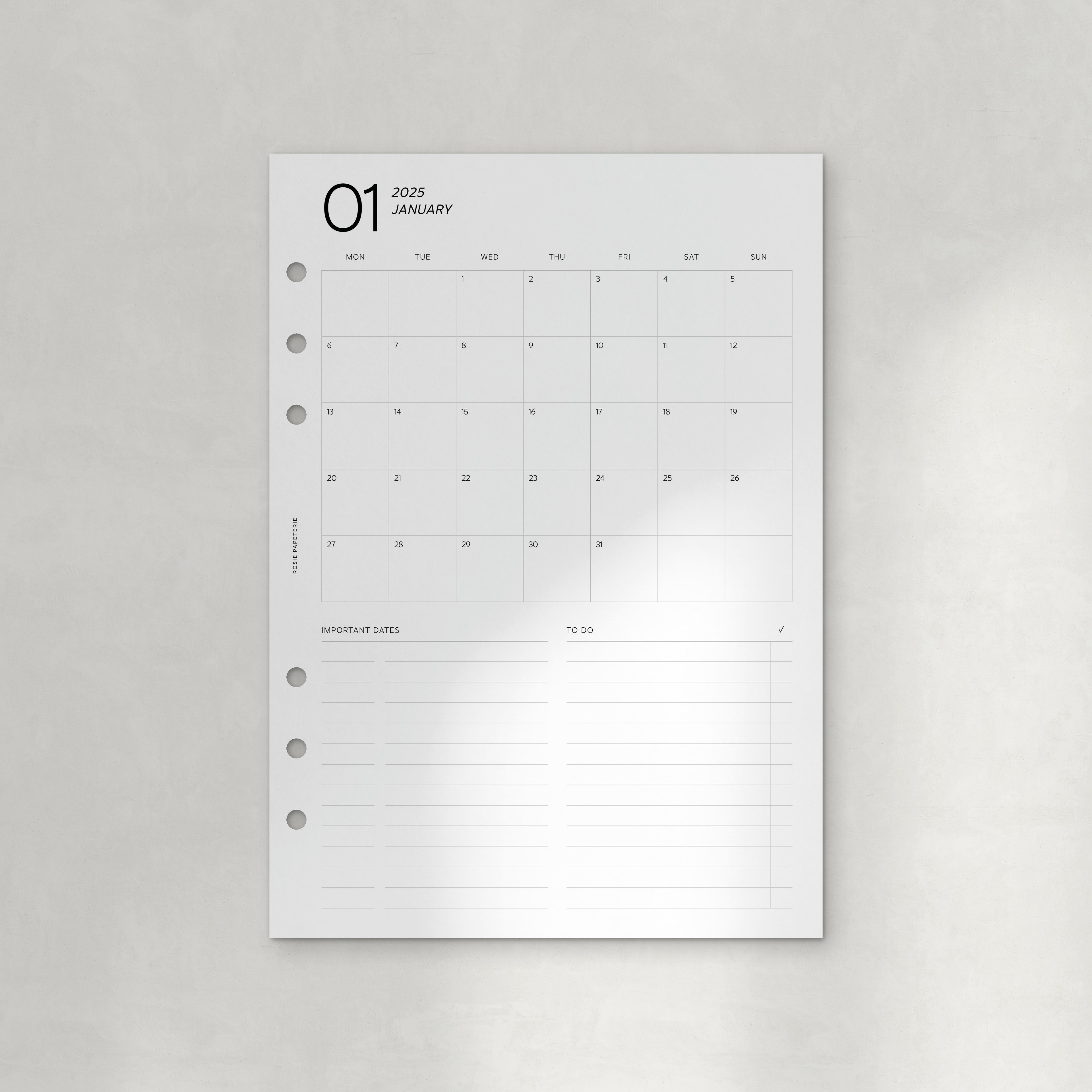 2025 Month on 1 Page