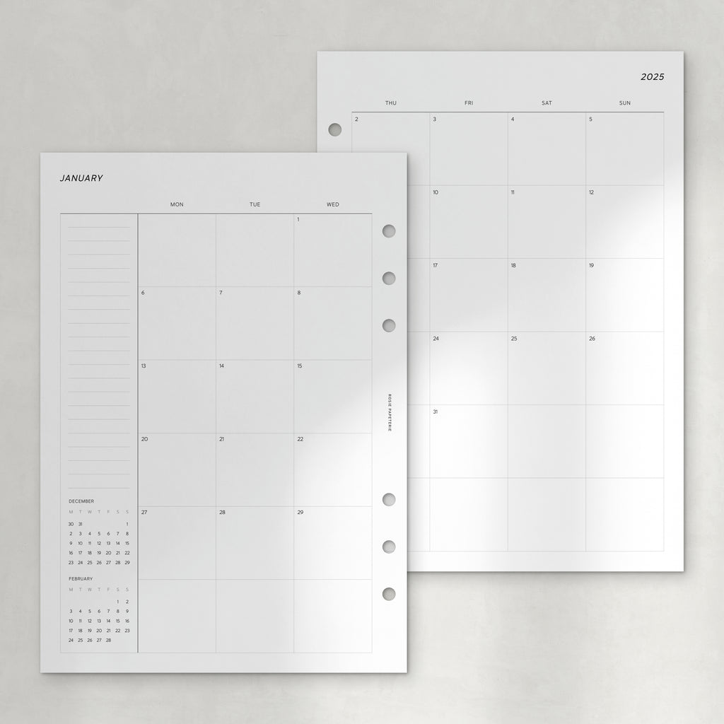 2025 Month on 2 Pages