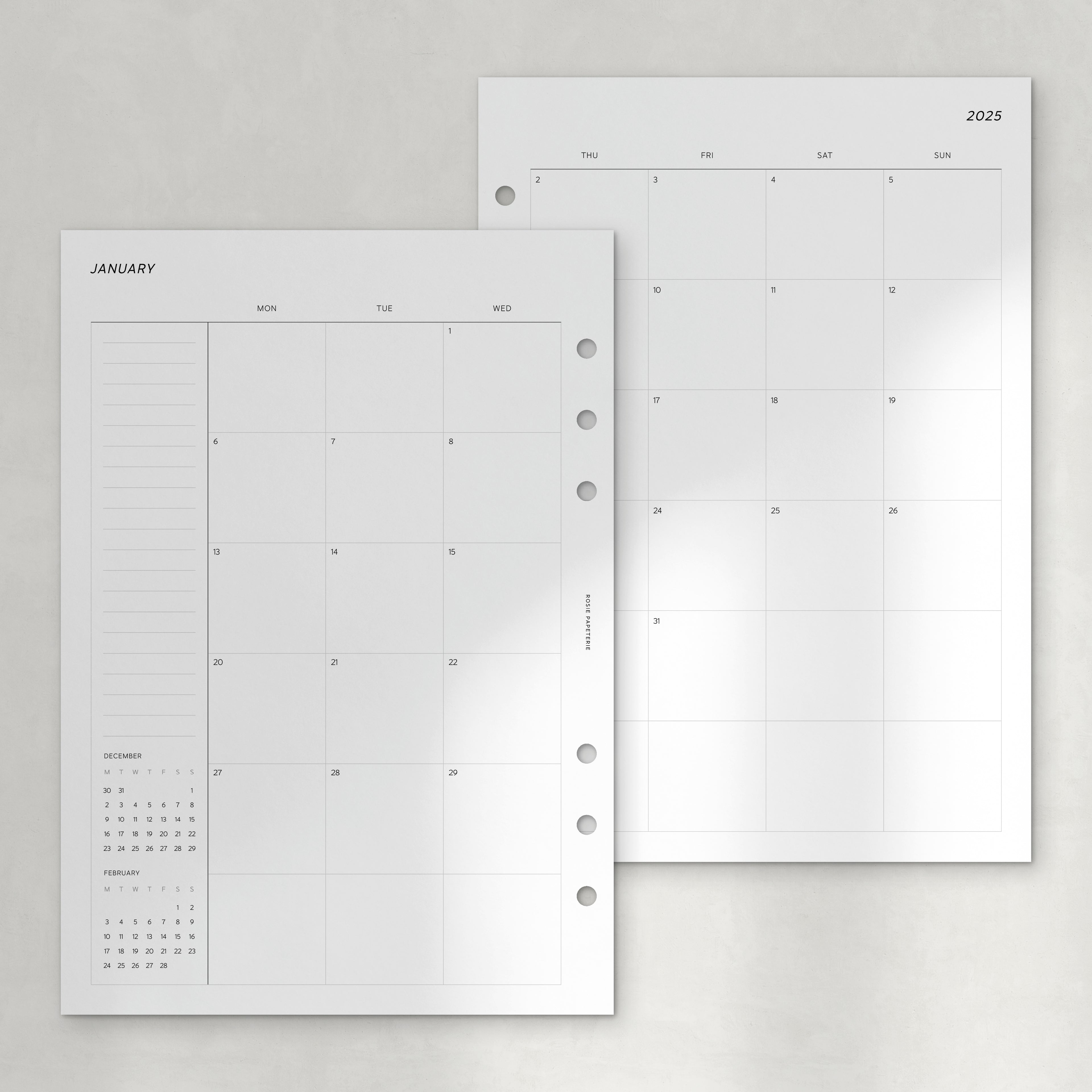 2025 Month on 2 Pages