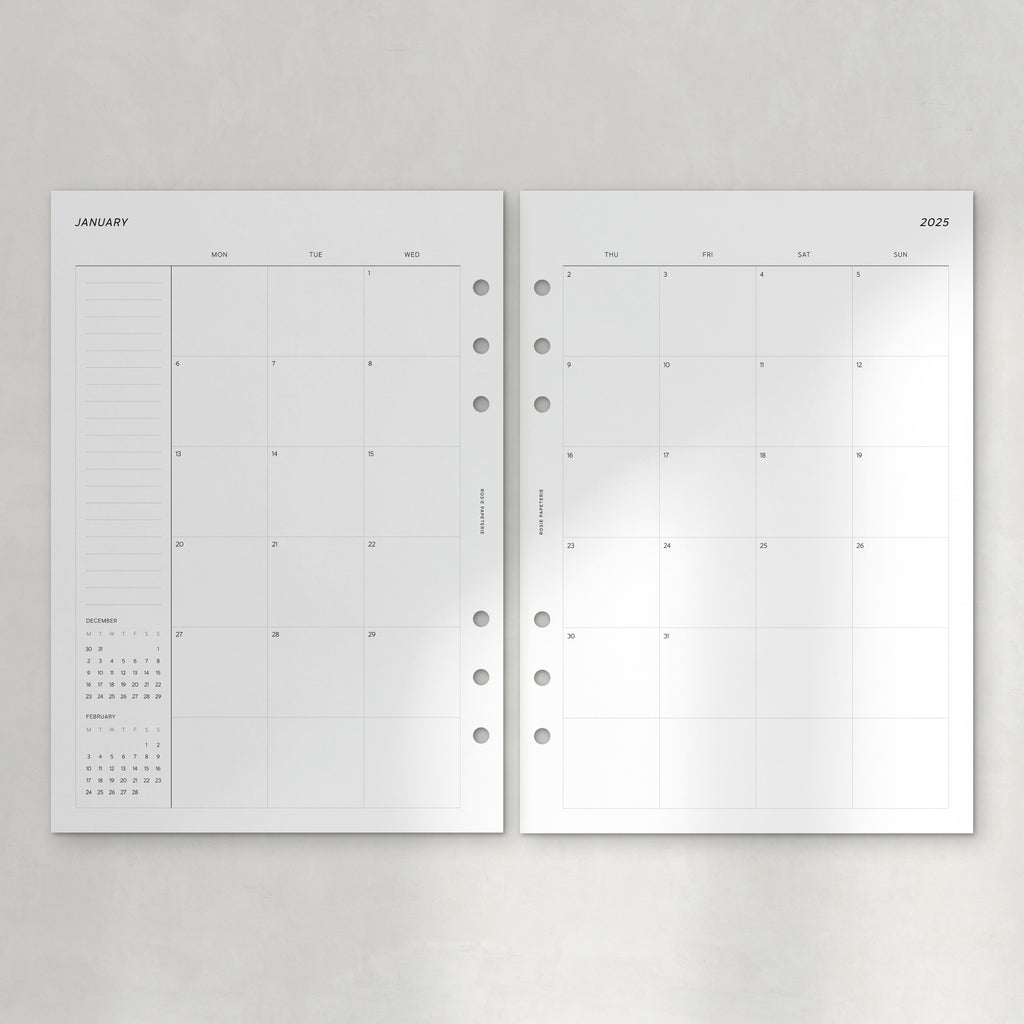 2025 Month on 2 Pages