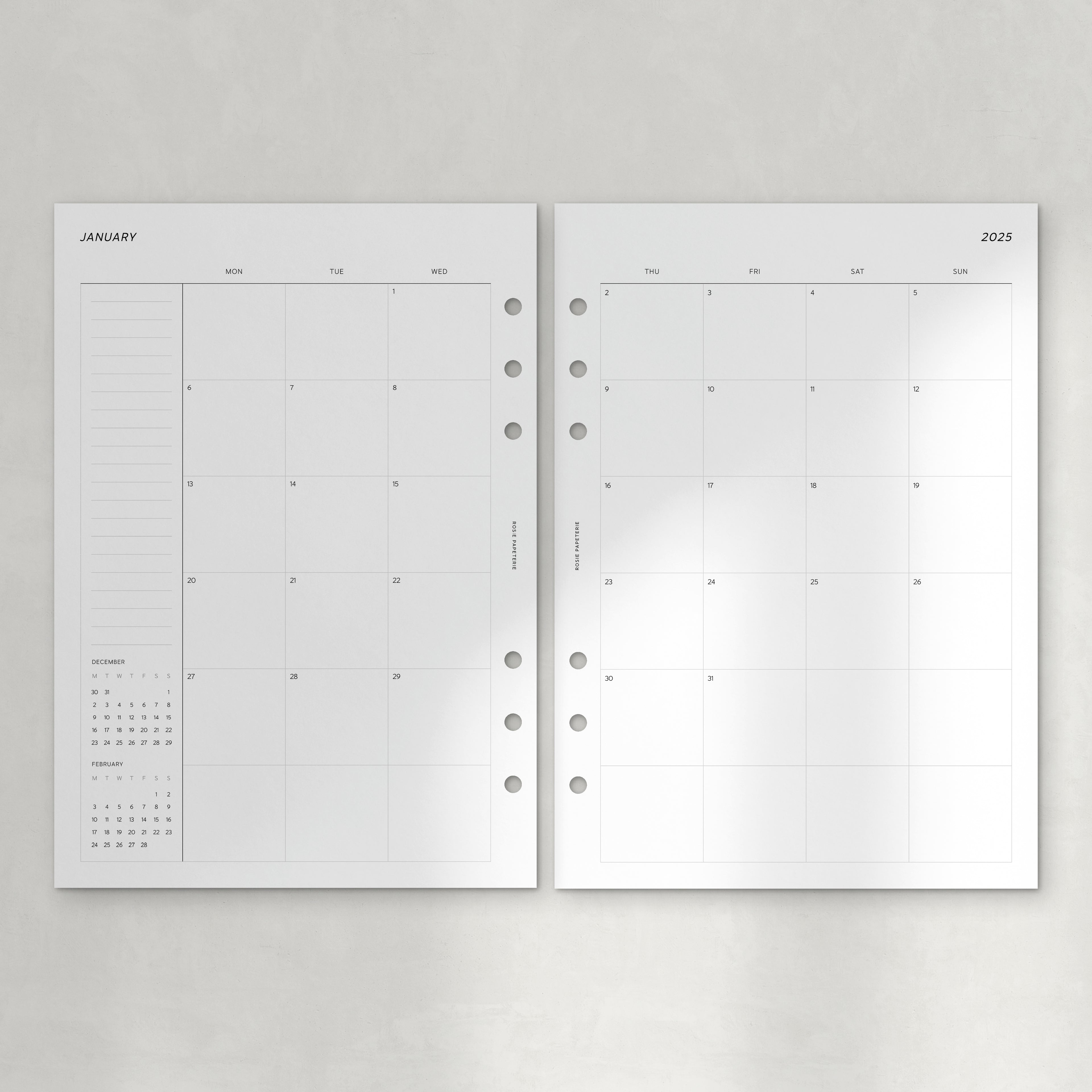 2025 Month on 2 Pages