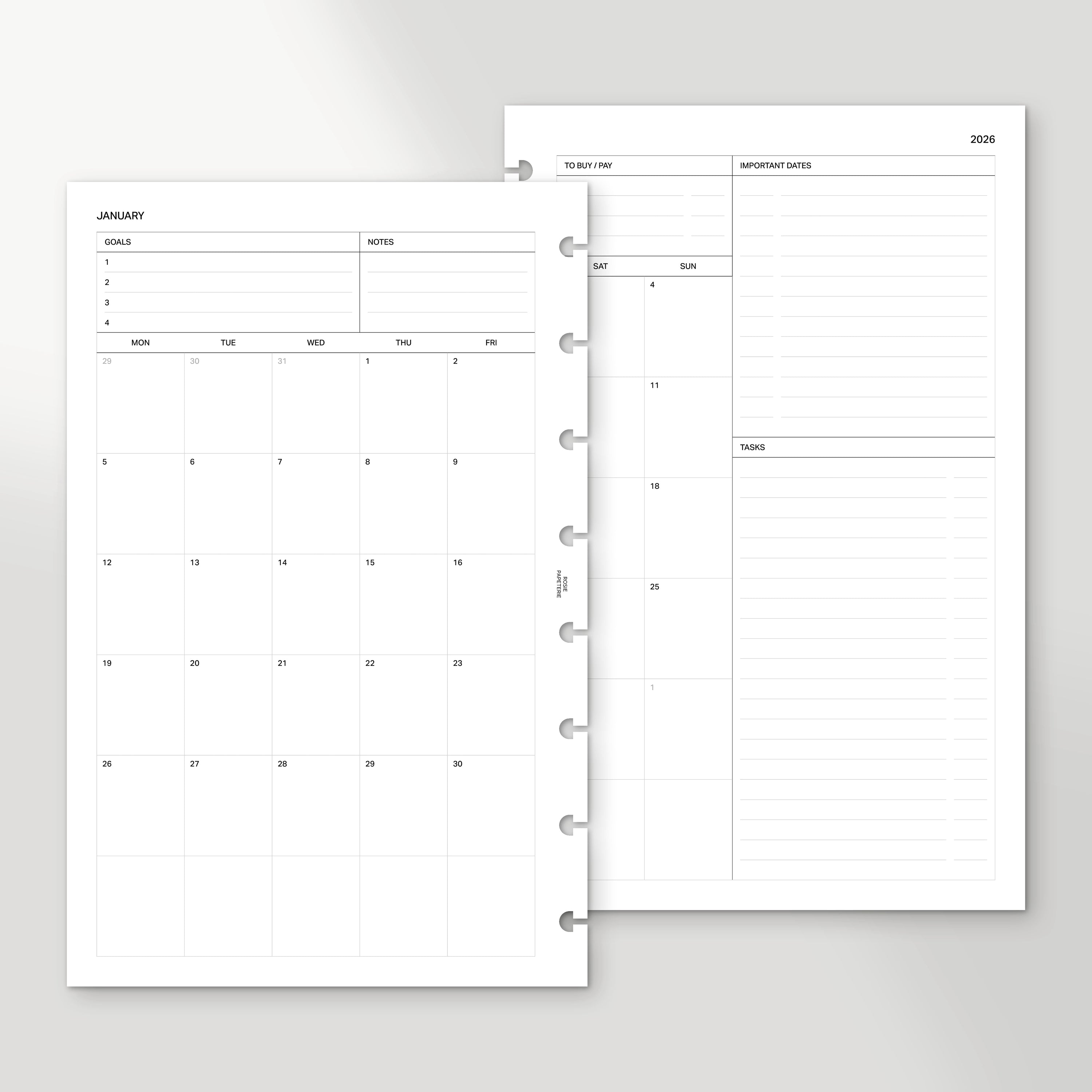 2026 Month on 2 Pages