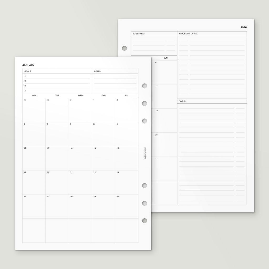 2026 Month on 2 Pages - PDF