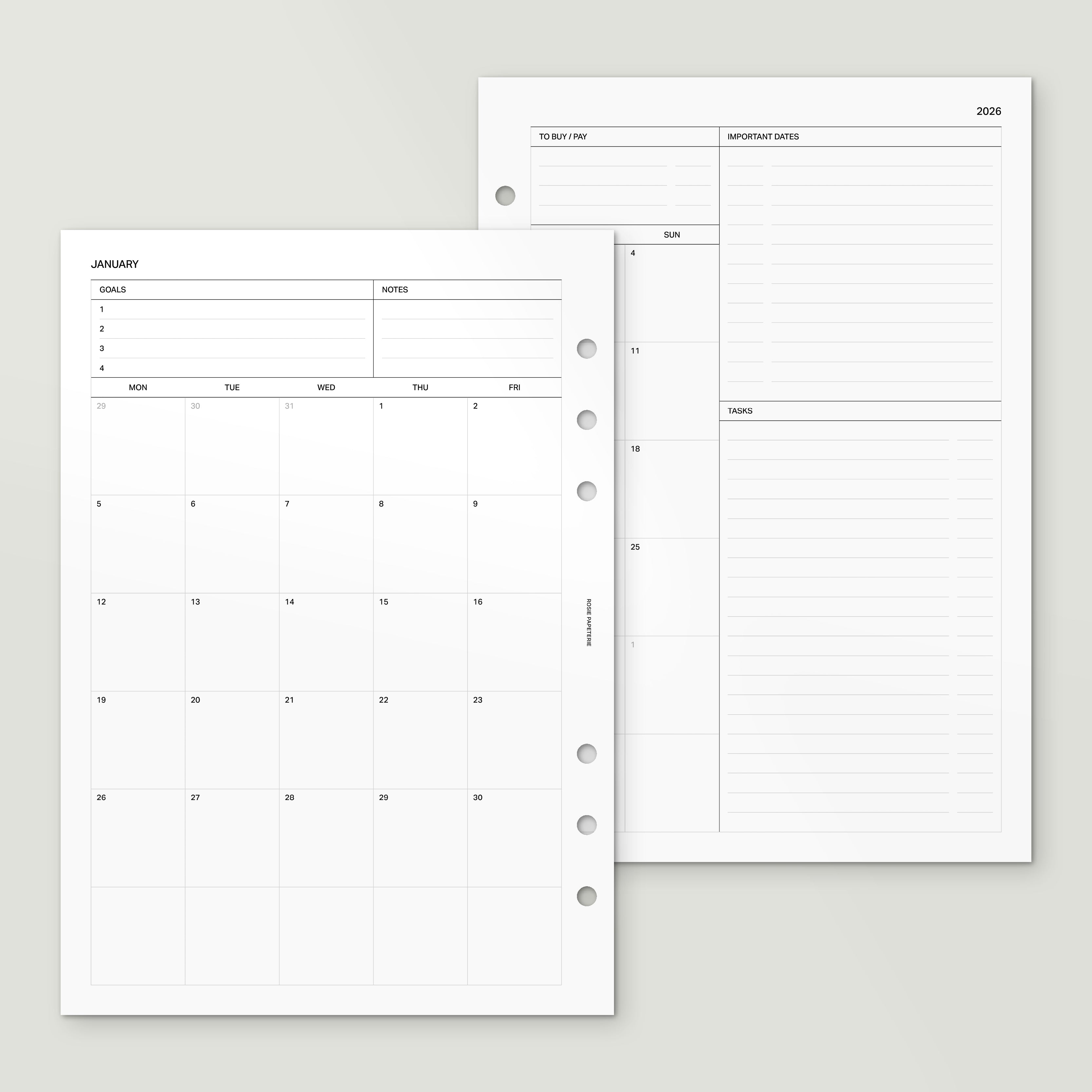 2026 Month on 2 Pages - PDF