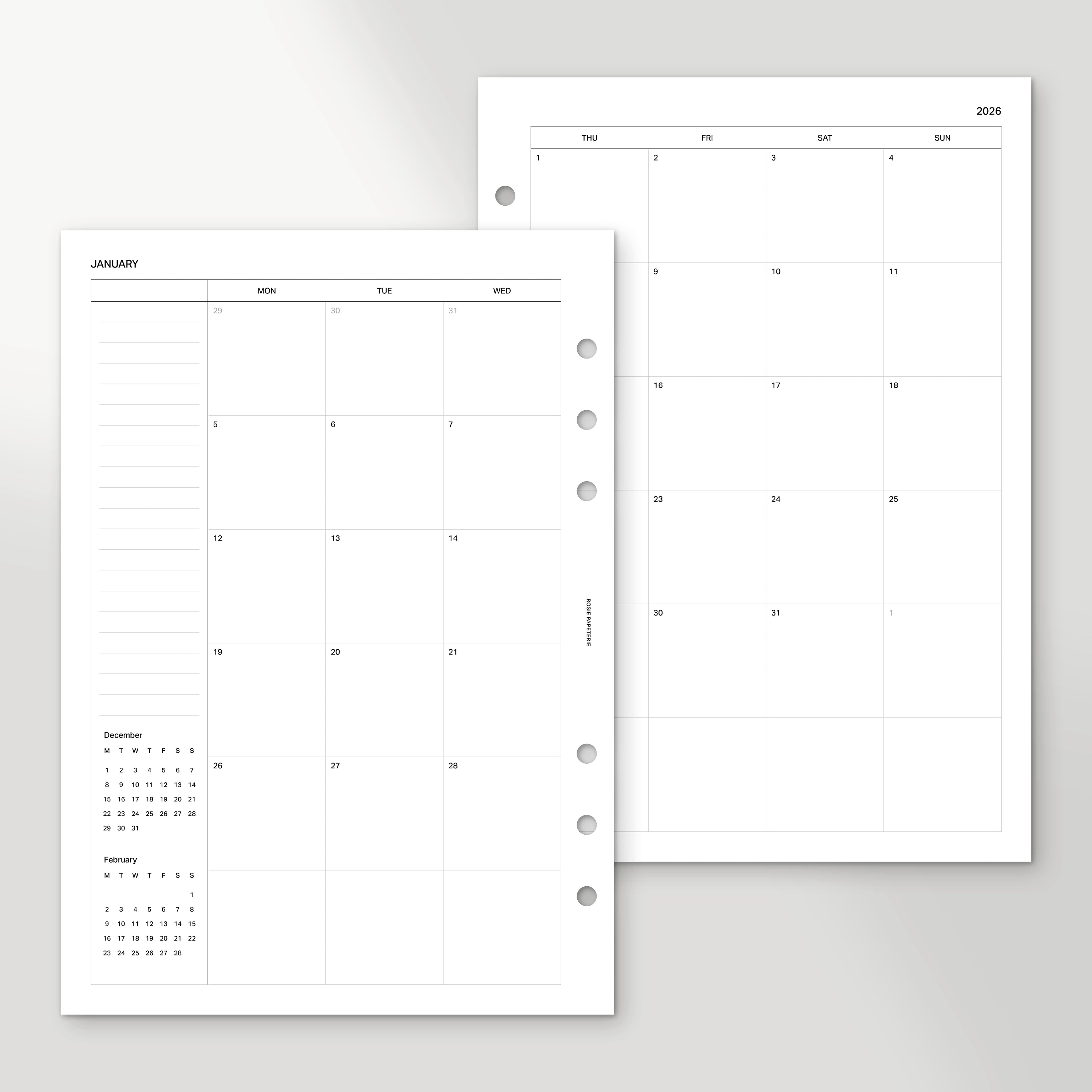 2026 Month on 2 Pages