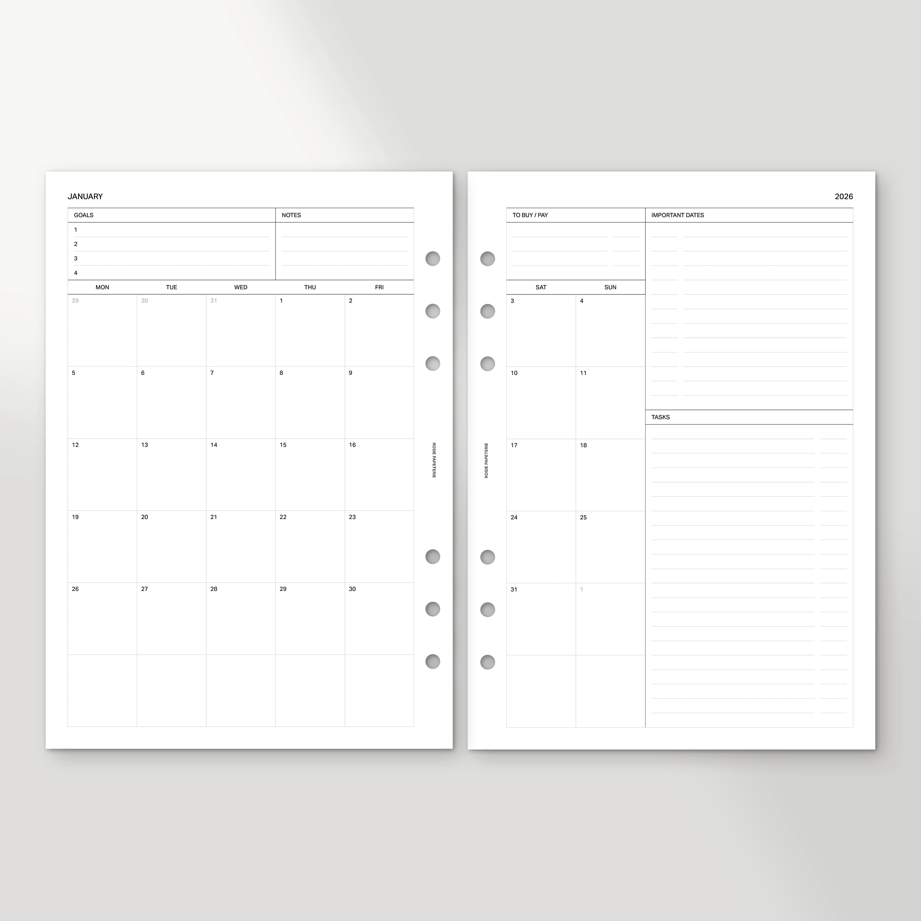 2026 Month on 2 Pages