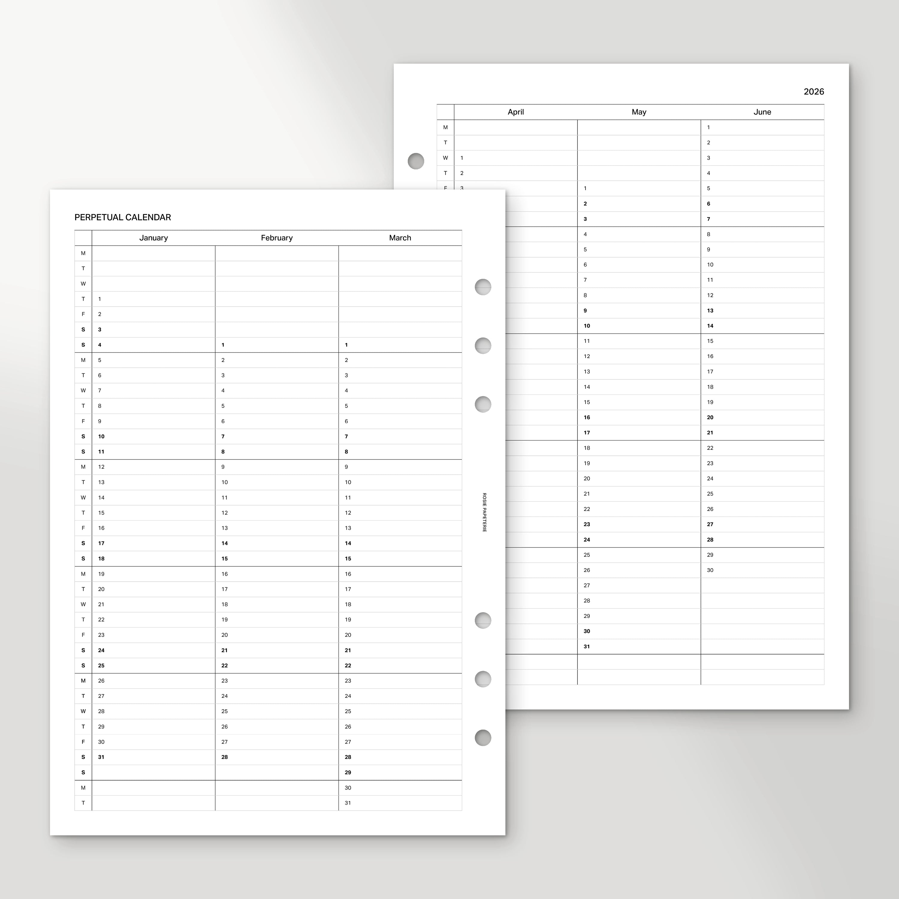 2026 Perpetual Calendar