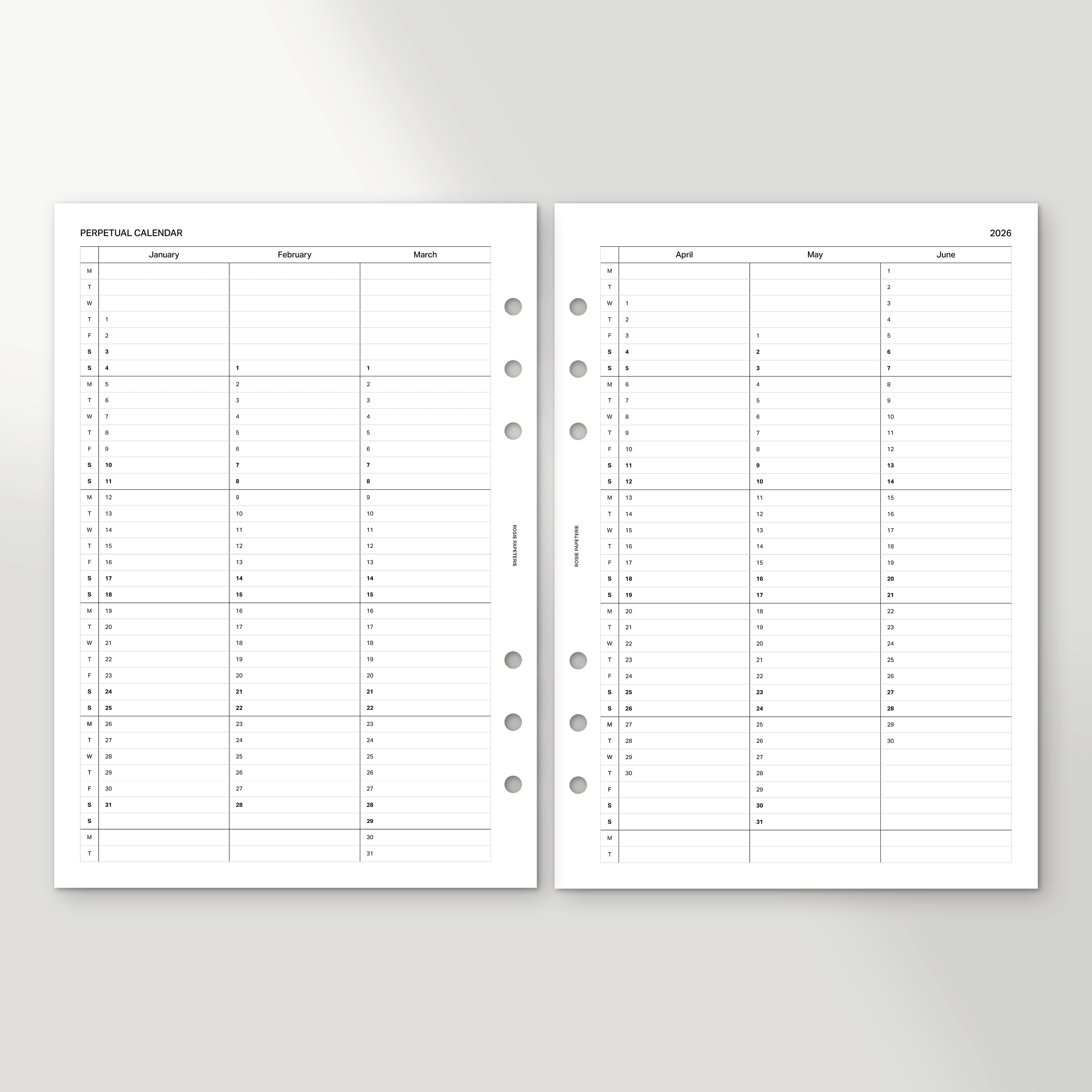 2026 Perpetual Calendar