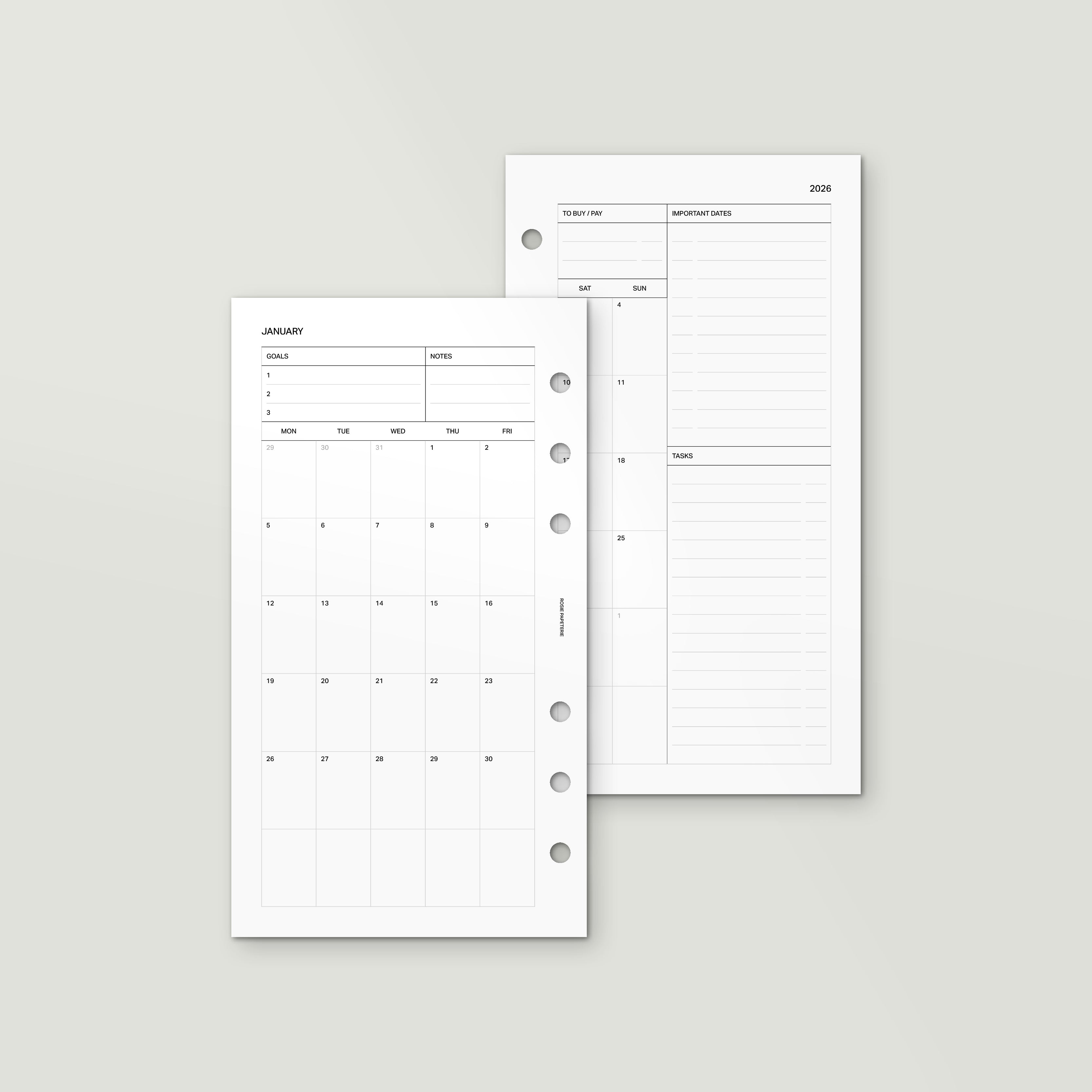 2026 Month on 2 Pages - PDF