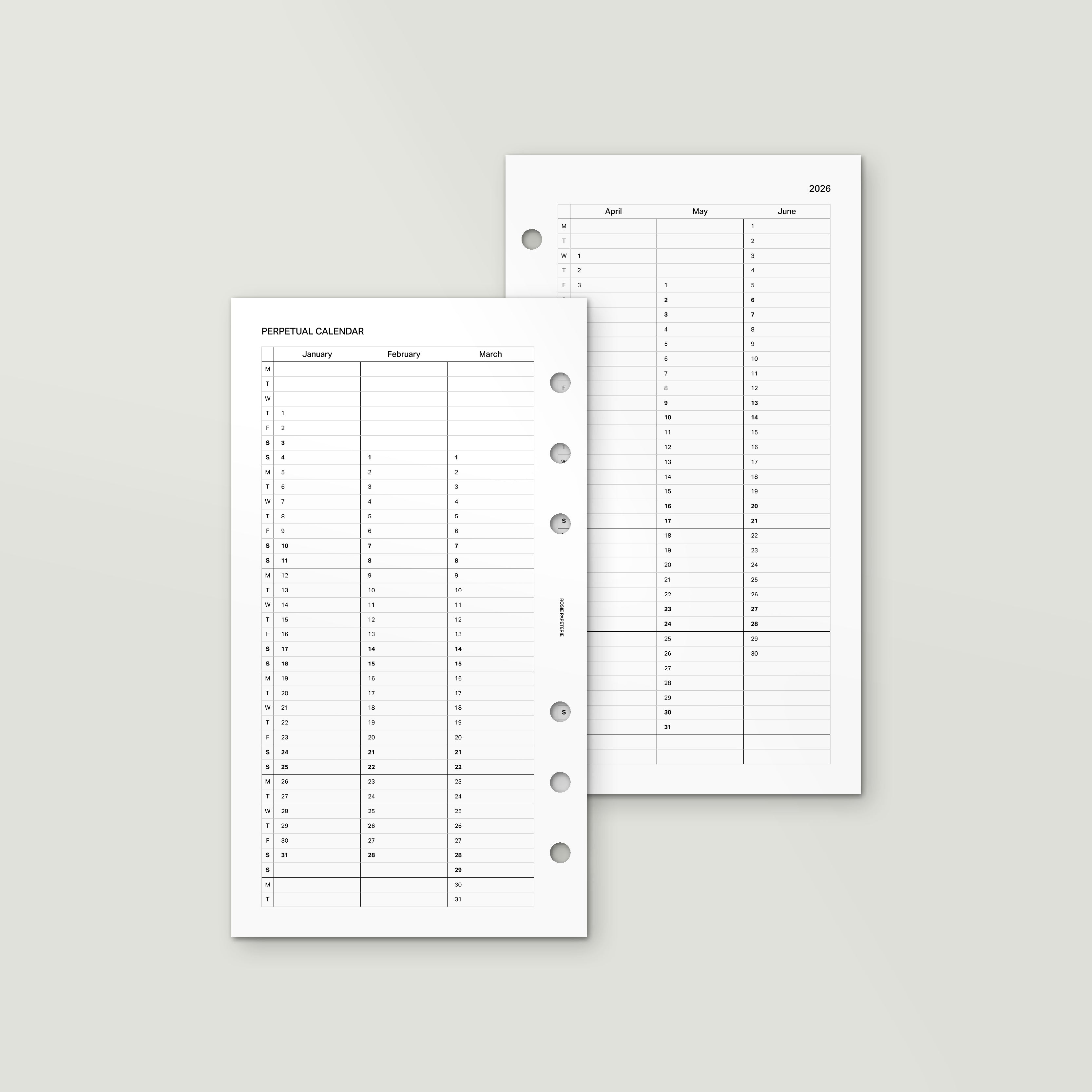 2026 Perpetual Calendar - PDF