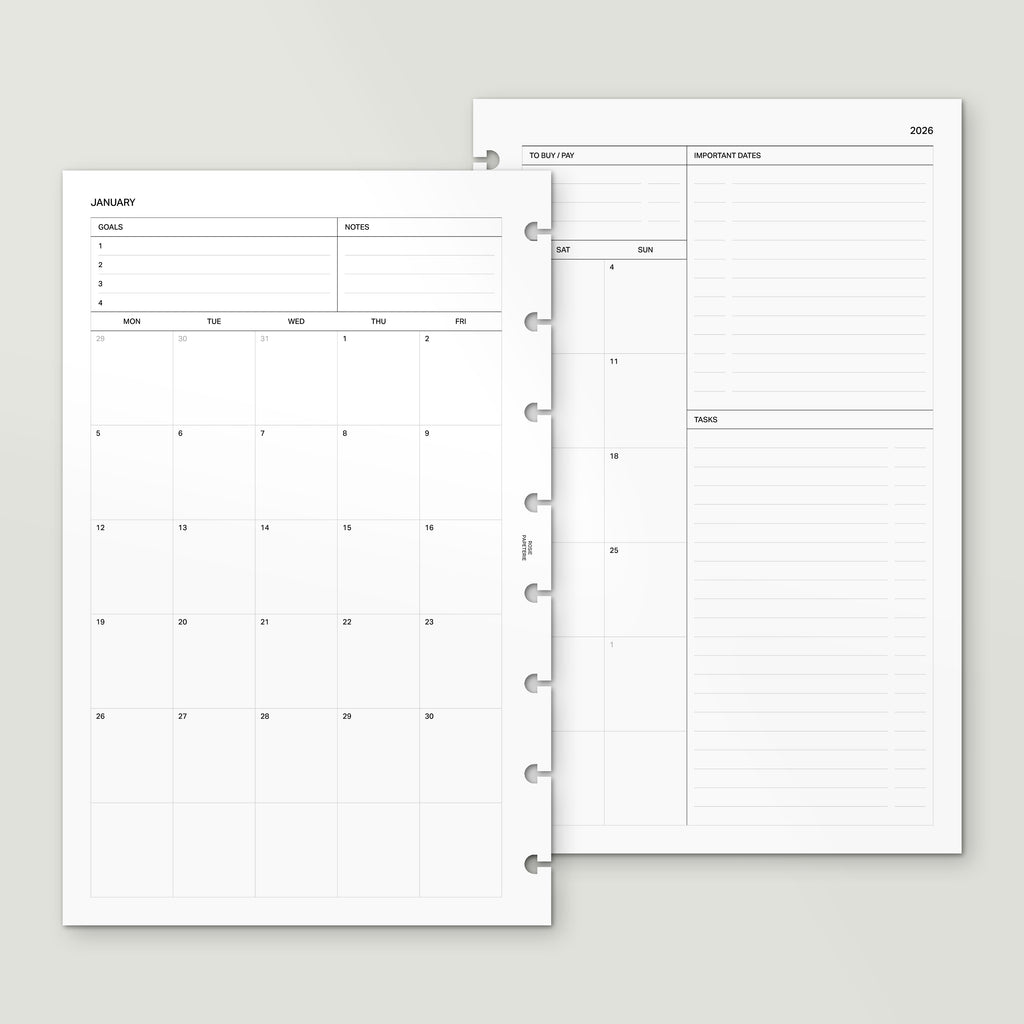 2026 Month on 2 Pages - PDF