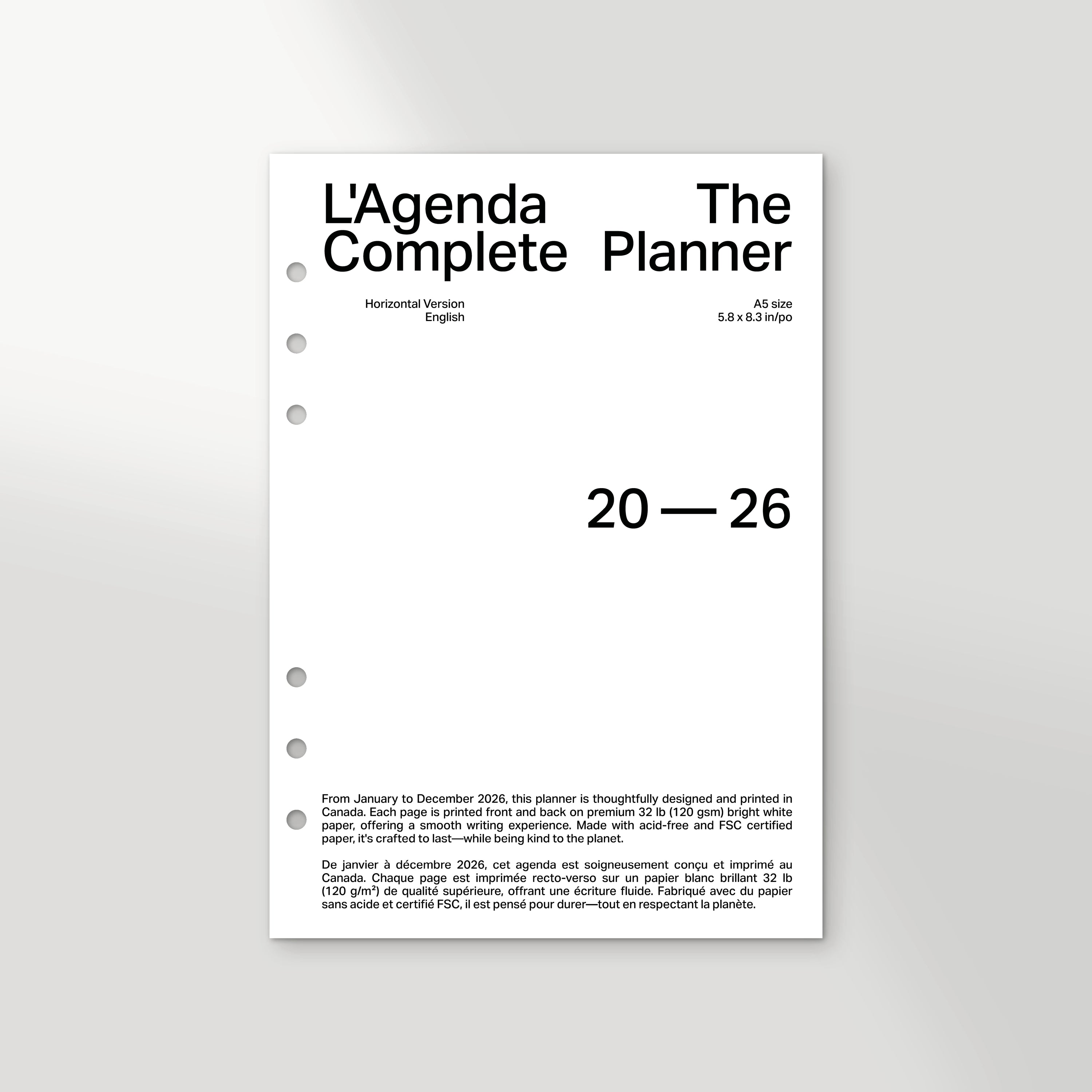 l'agenda 2026 : the complete planner