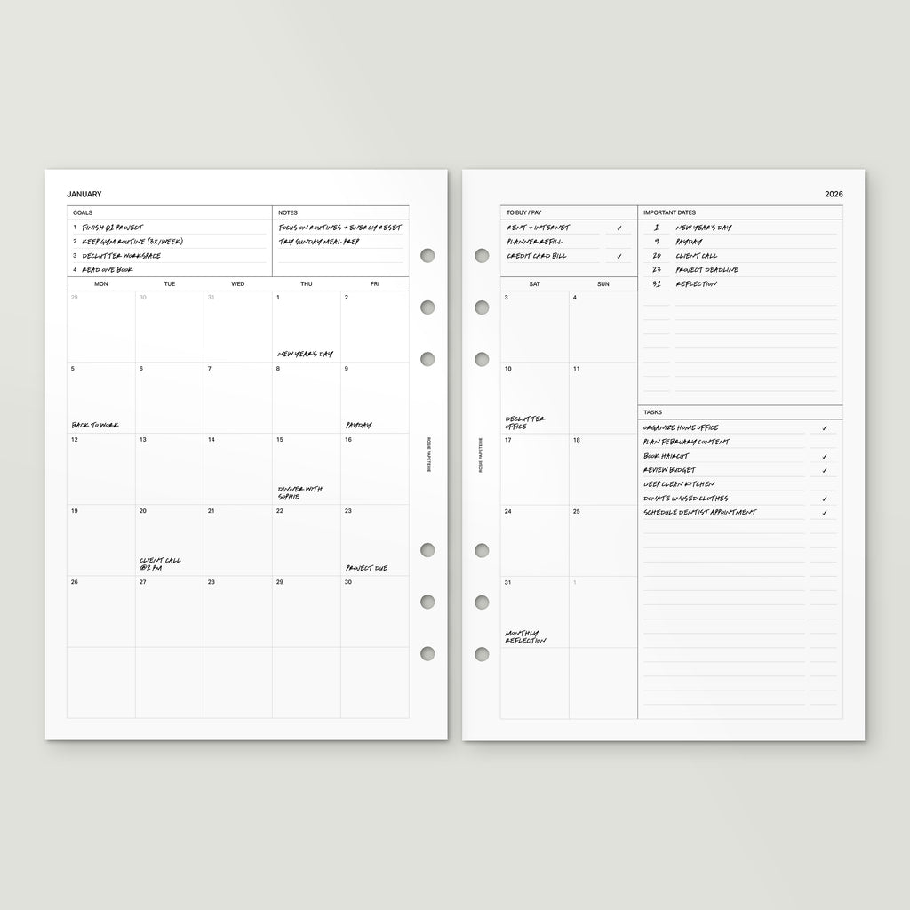 2026 Month on 2 Pages - PDF