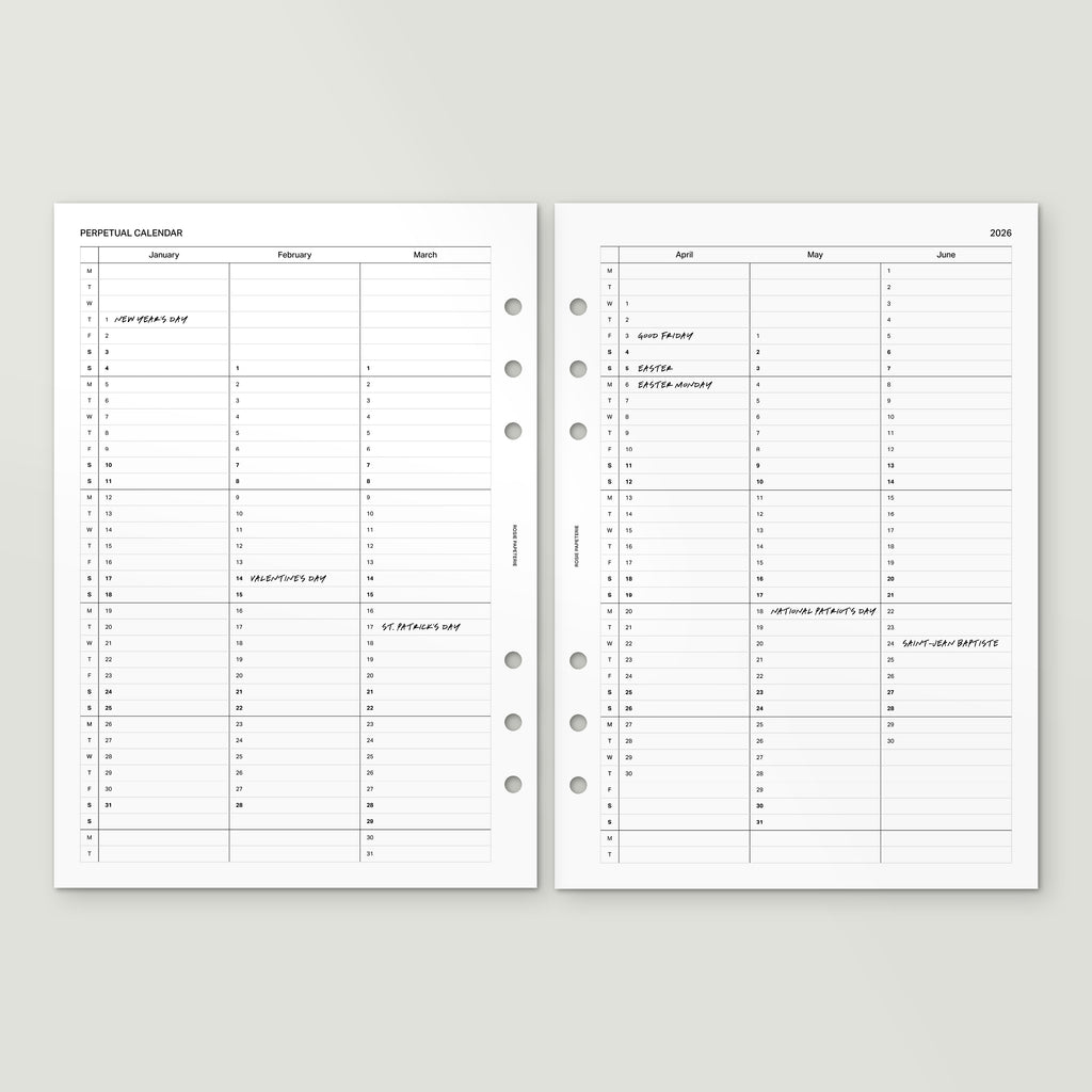 2026 Perpetual Calendar - PDF