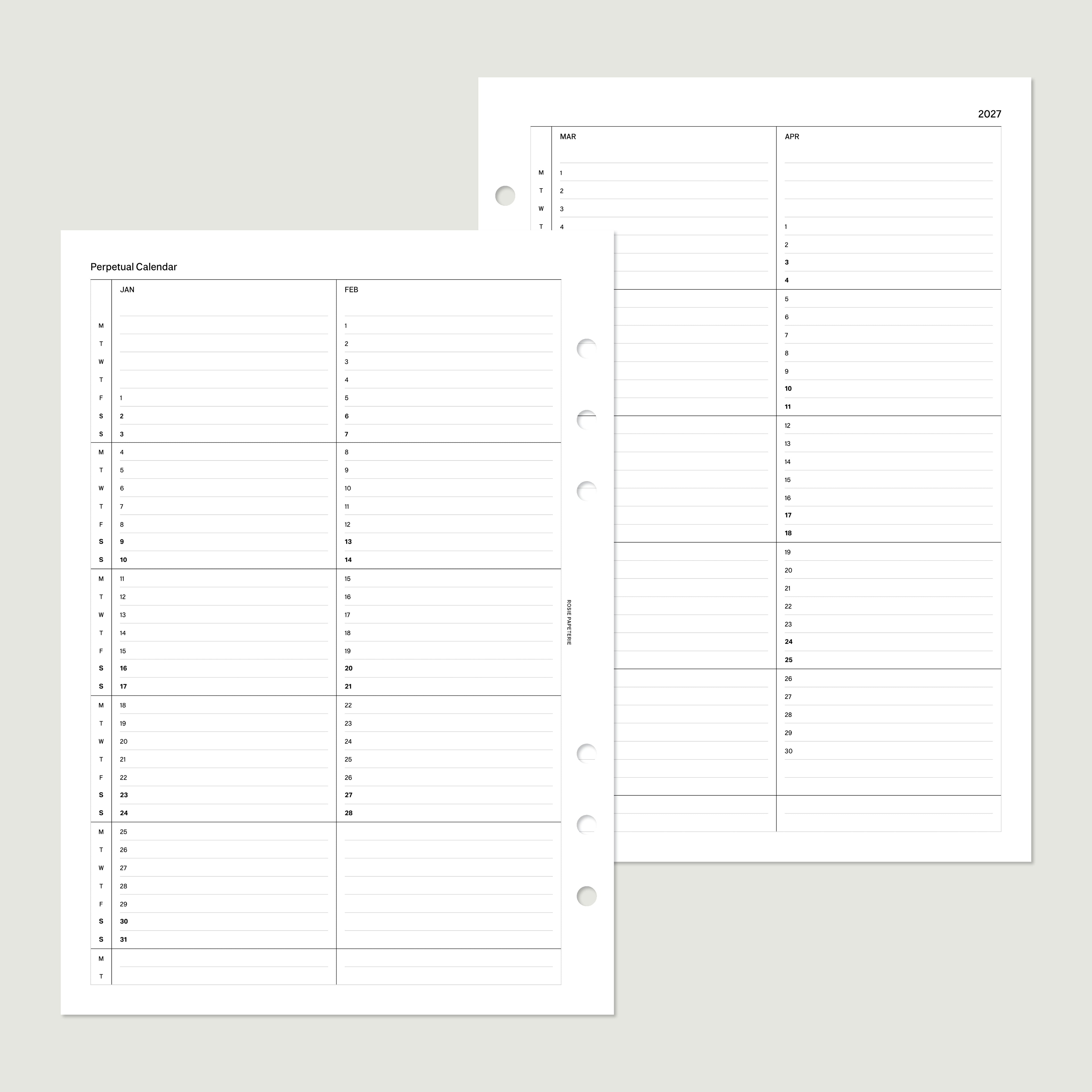 2027 Perpetual Calendar