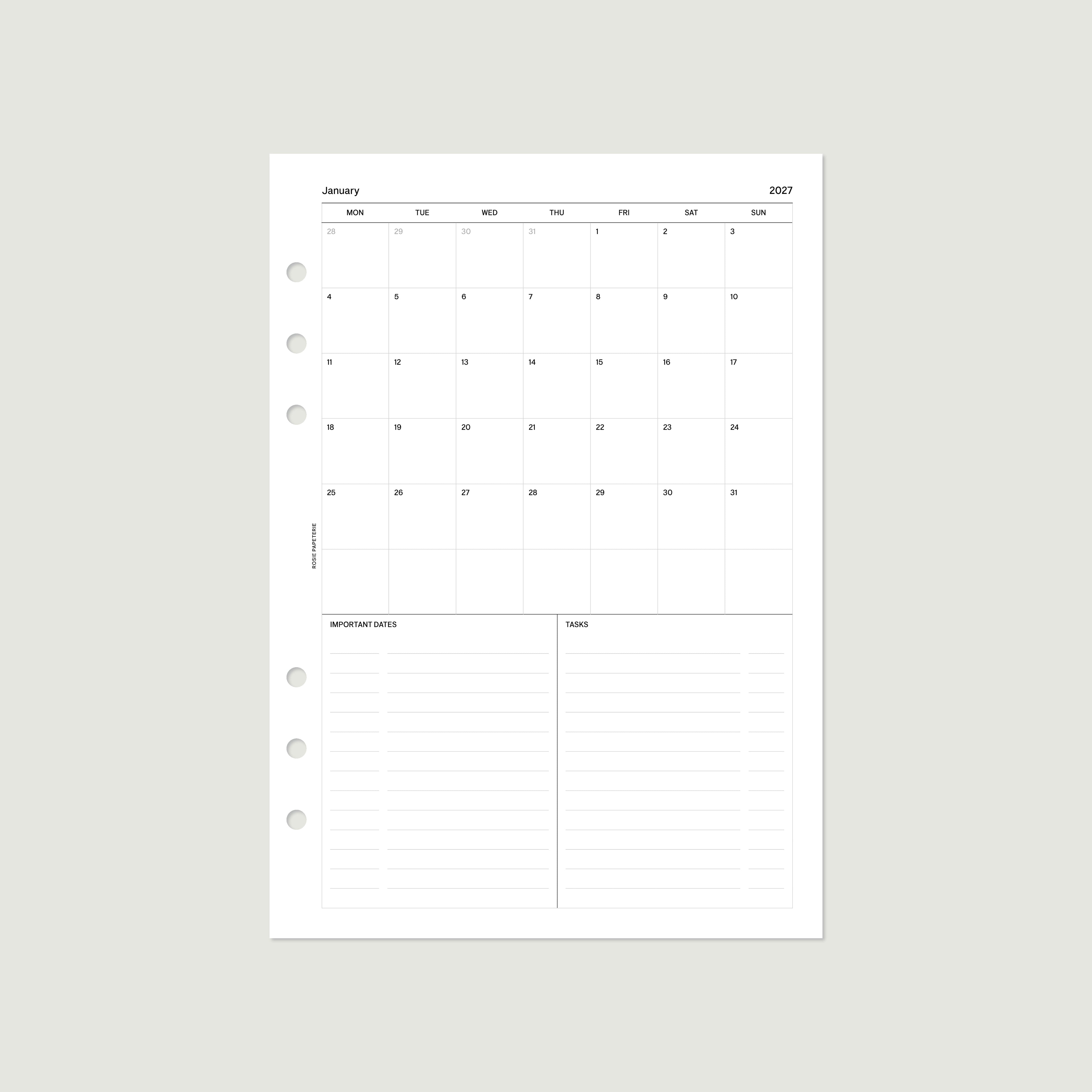 2027 Month on 1 Page