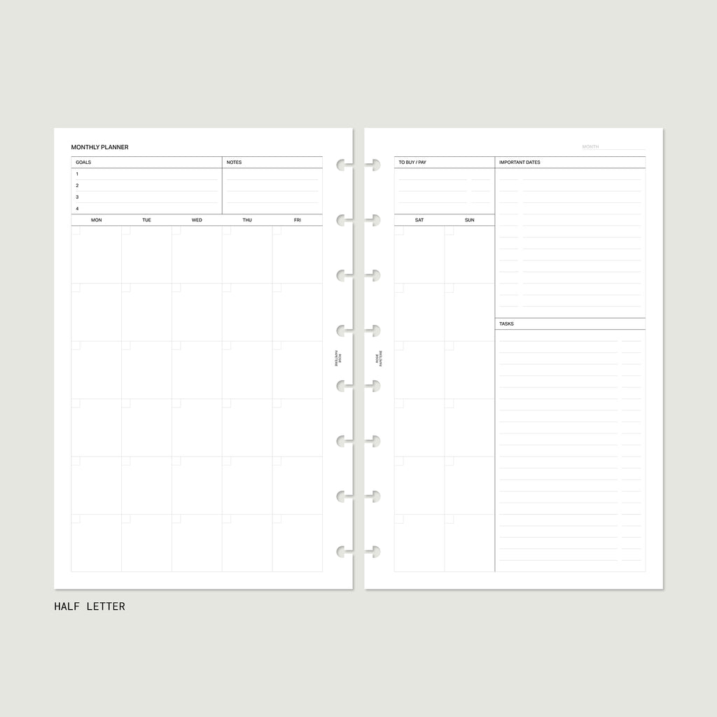 Undated Agenda Bundle — Half Letter