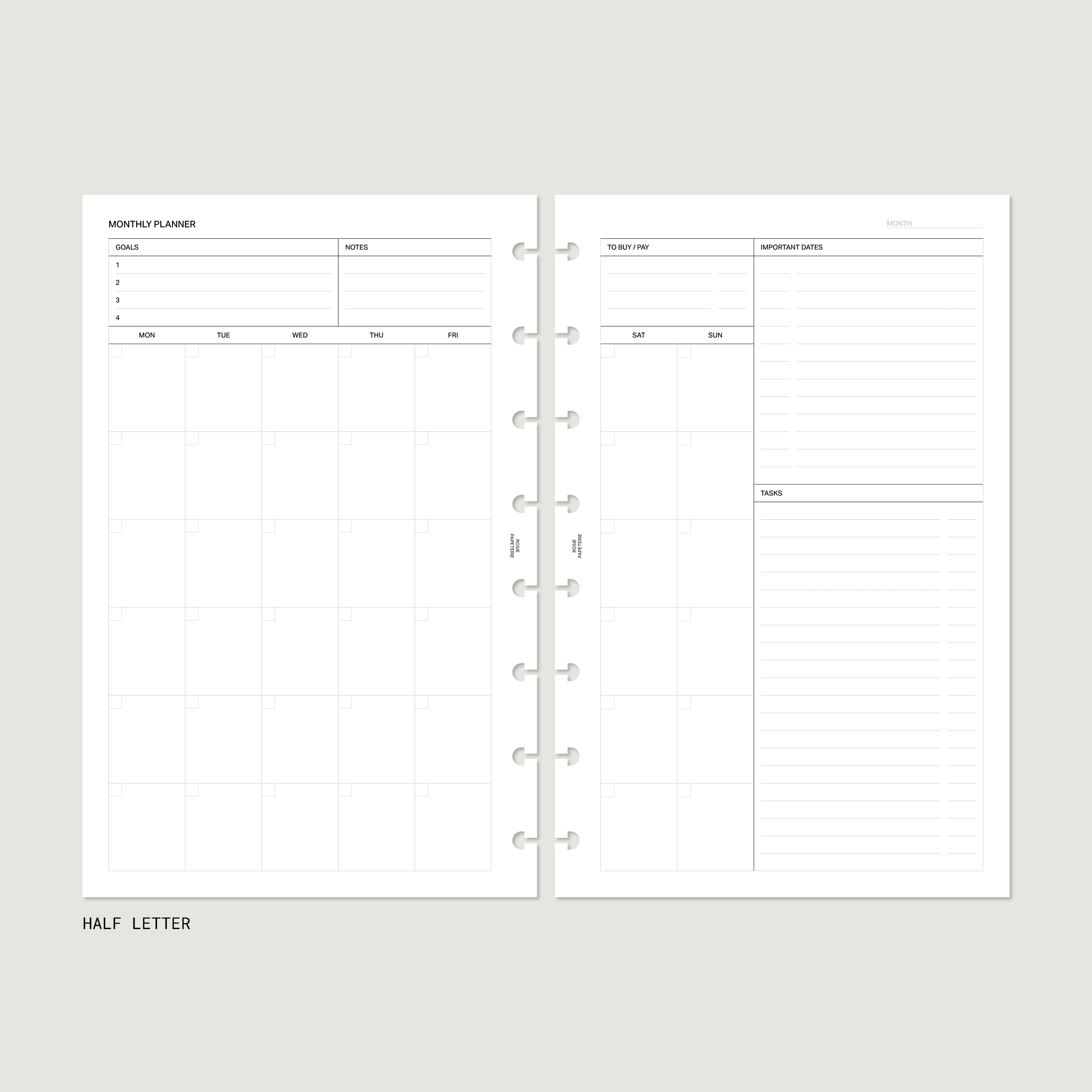 Undated Agenda Bundle — Half Letter
