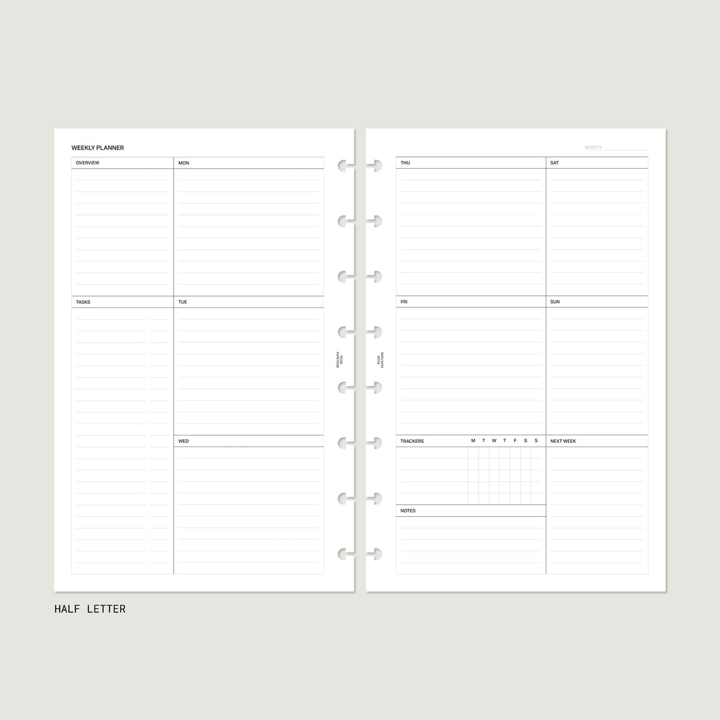 Undated Agenda Bundle — Half Letter