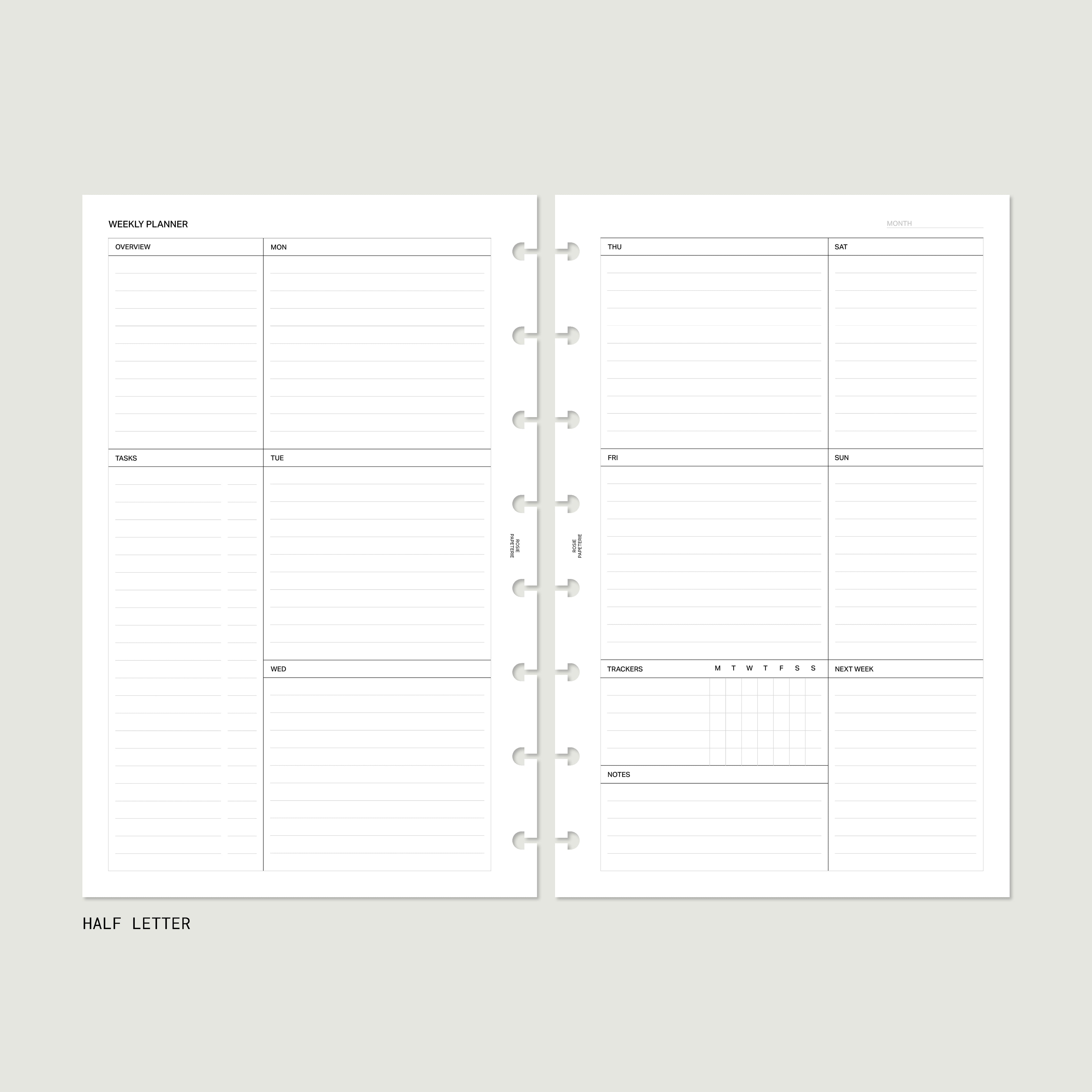 Undated Agenda Bundle — Half Letter