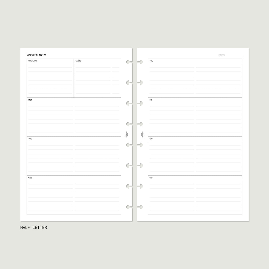 Undated Agenda Bundle — Half Letter