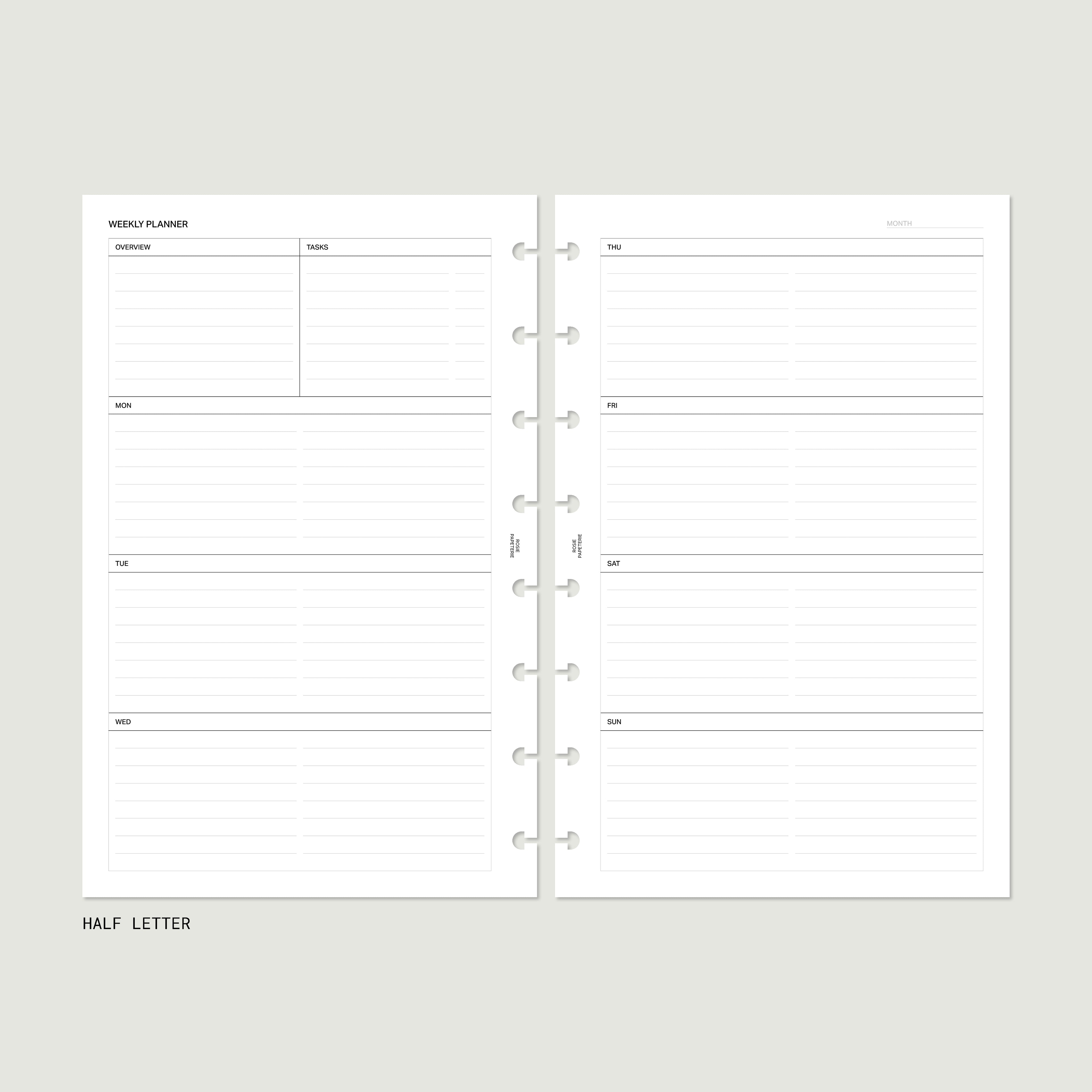Undated Agenda Bundle — Half Letter