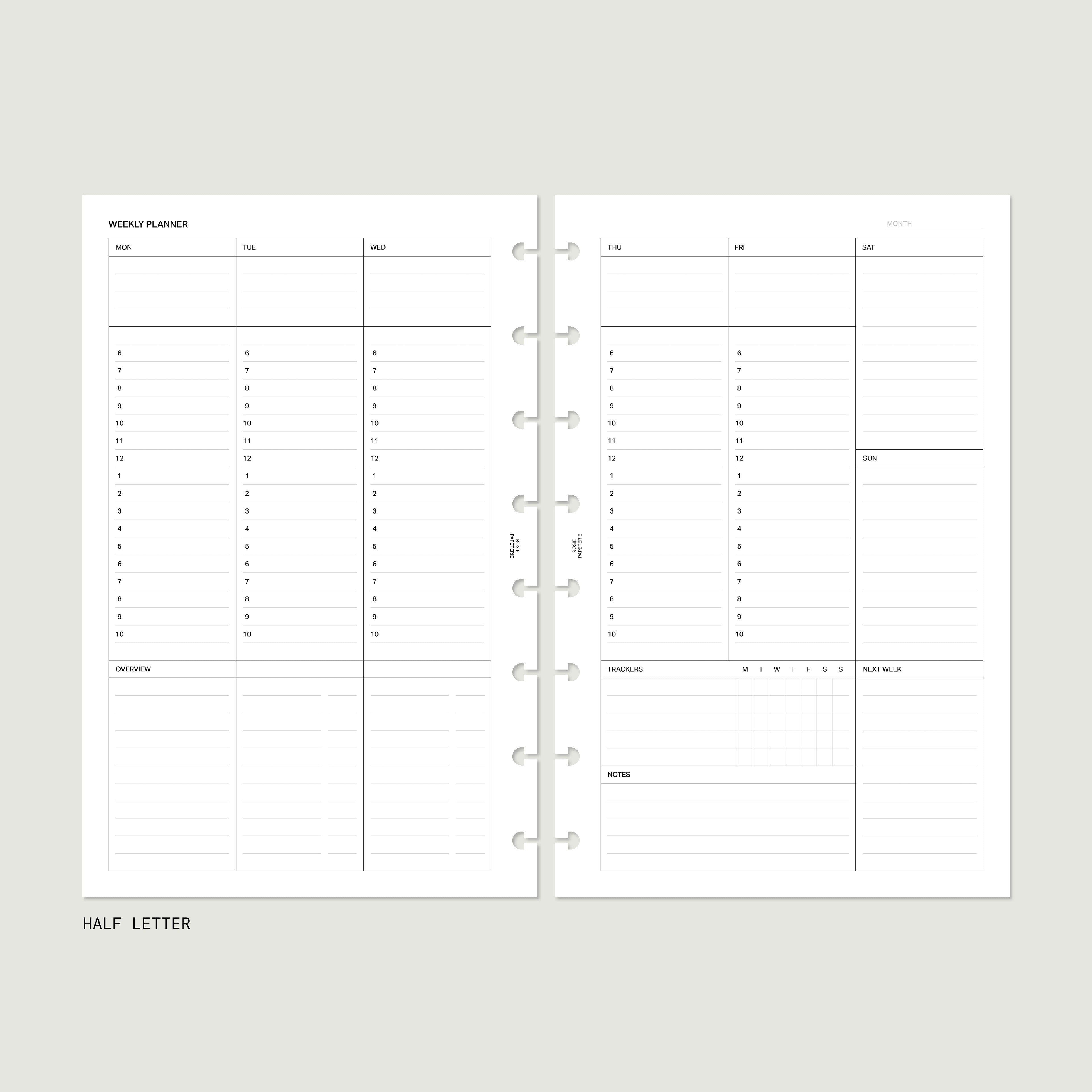 Undated Agenda Bundle — Half Letter
