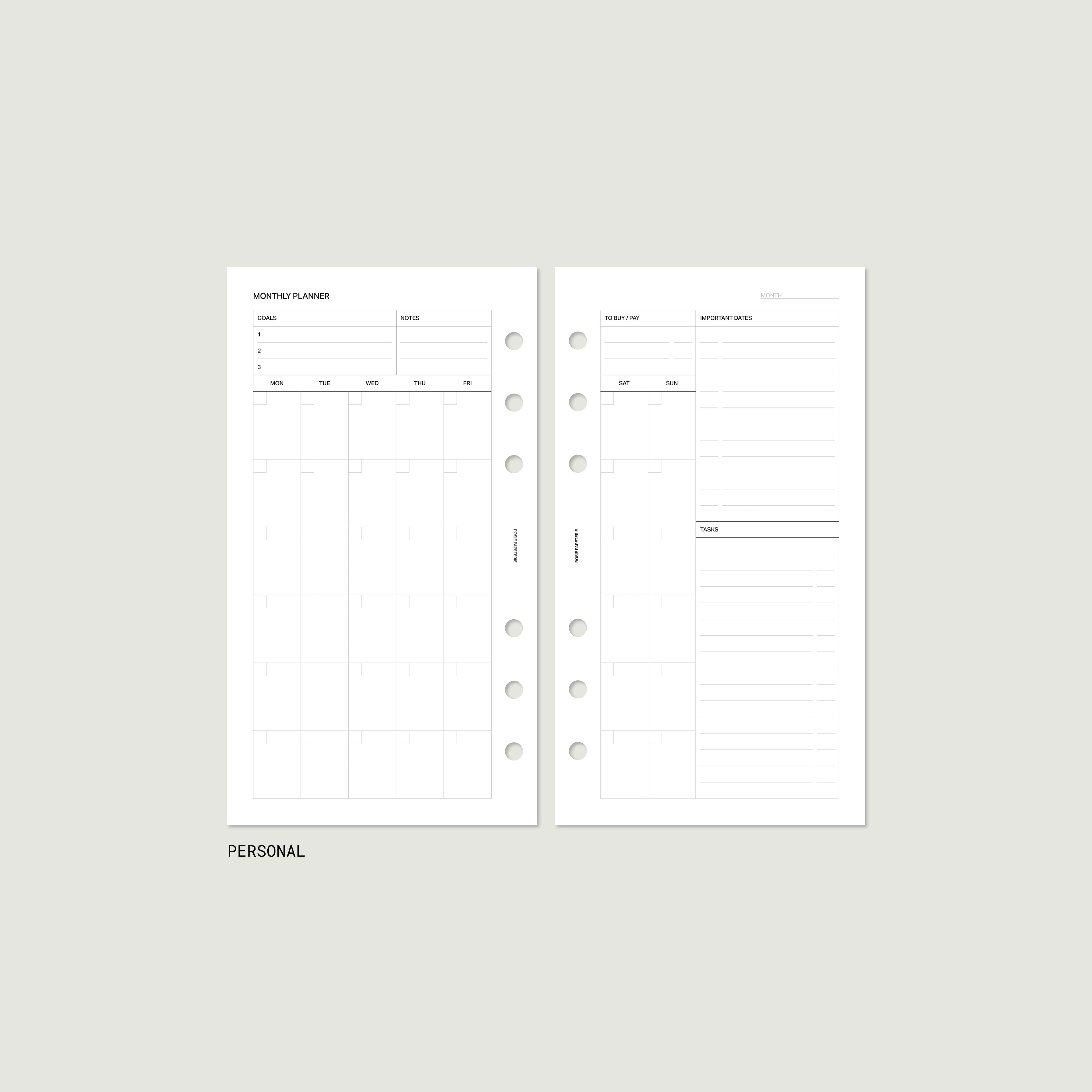 Undated Agenda Bundle — Personal