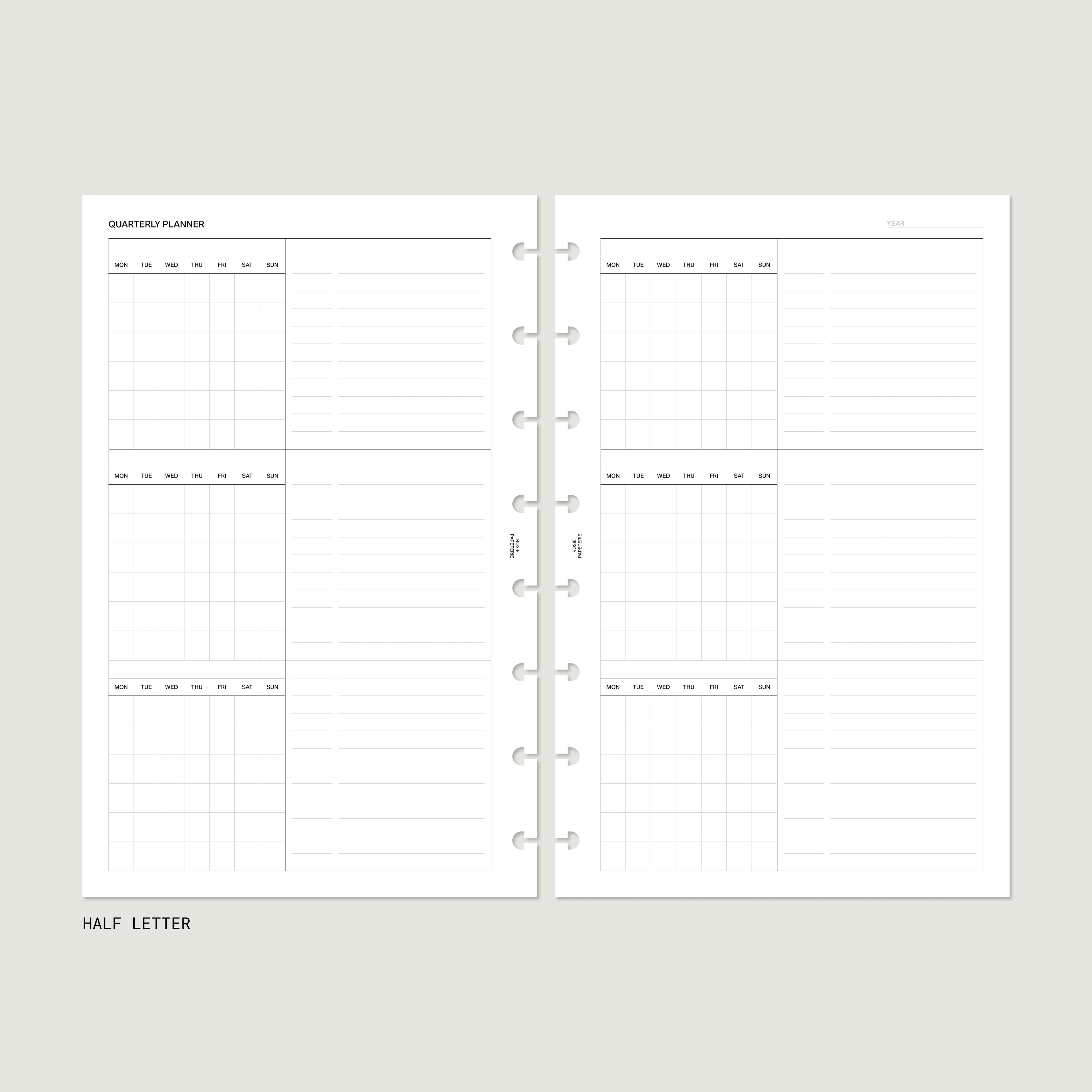 Undated Agenda Bundle — Half Letter