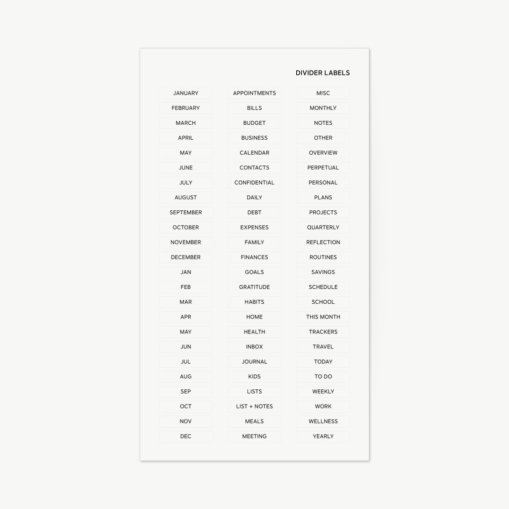 divider labels