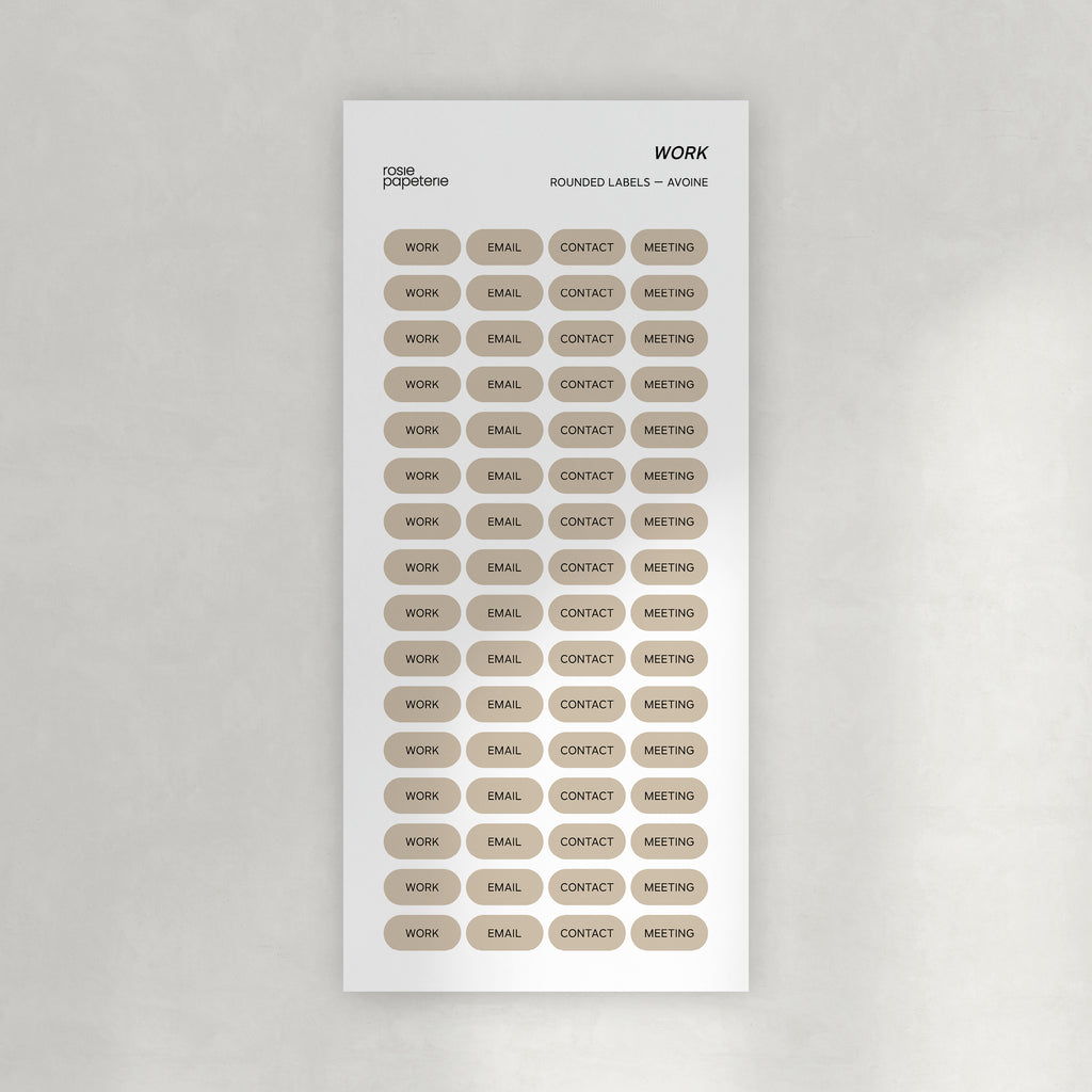 Work Rounded Labels Stickers