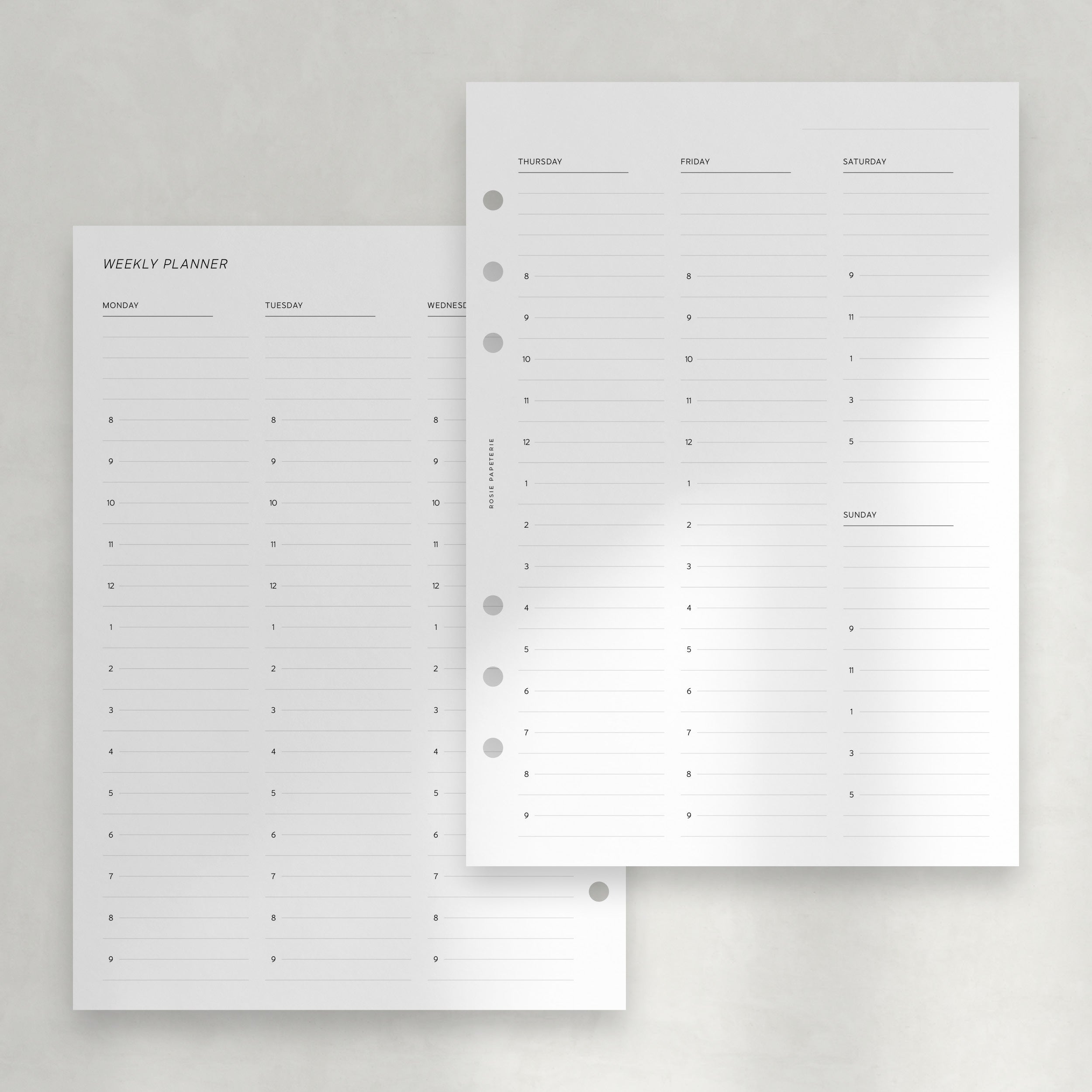 Vertical Hebdomadaire Horaire Non Daté