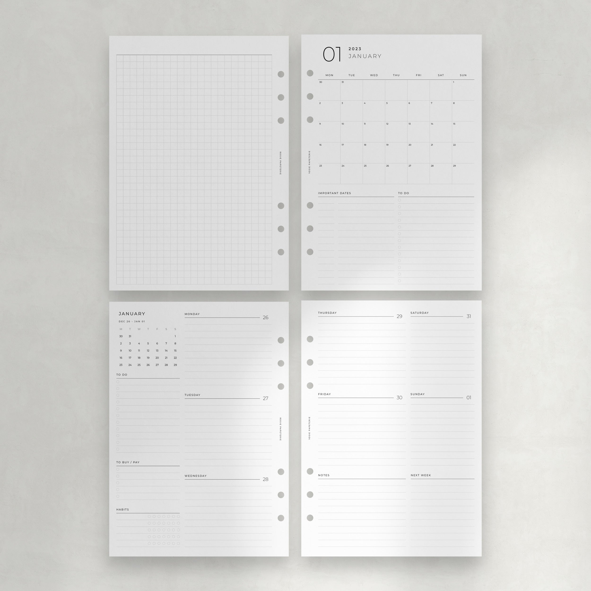 Minimalist Monthly Planner PERSONAL Size L Personal Planner 
